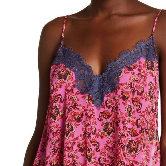 Free People Pink Lace Cami medium boho - Picture 3 of 8